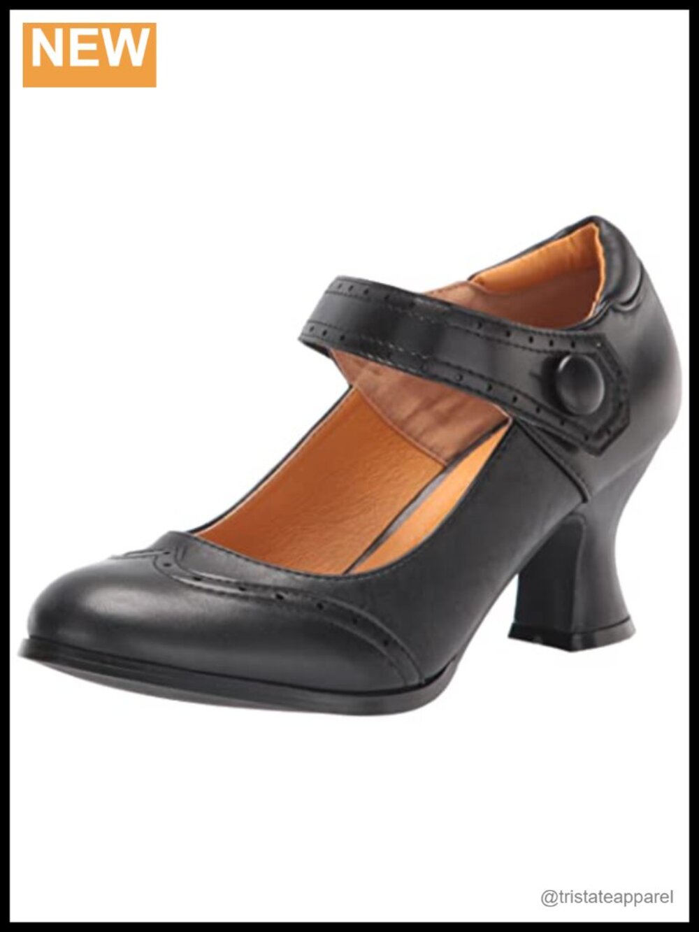 Victorian Mary Jane Pump 2.5" Block Heel Button Strap Dance Shoe